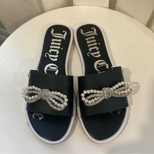 JUICY COUTURE  Black Slides Sandals Bling Size 7 YASSQUEEN